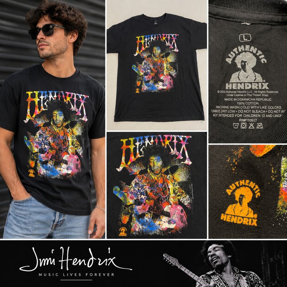 Jimi Hendrix T Shirt Mens Large Authentic Hendrix 2022 Psychedelic Graphic Tee